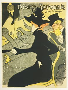 Henri Tolouse-Lautrec (After) - Divan Japonais: Artist: Henri Tolouse-Lautrec (After) Title: Divan Japonais Year: 1946 Dimensions: 7.5in. by 9in. Edition: From the rare limited edition Publisher: Les Editi