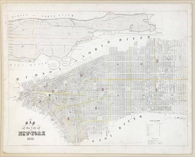 George Hayward - Map of the City of New York 1854: Artist: George Hayward Title: Map of the City of New York 1854 Year: 1854 Dimensions: 26in. by 31in. Edition: From the Rare Limited Edition Medium: Lithograph o