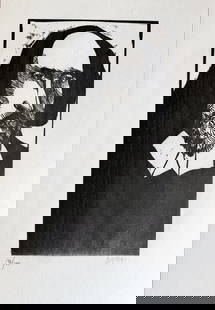 Leonard Baskin - Untitled Woodblock from ""Othello"" 1973: Artist: Leonard Baskin Title: Untitled Woodblock from ""Othello"" 1973 Year: 1973 Dimensions: 12 1/2 x 19 1/2 in. Edition: From the limited edition of 200 Medium:</