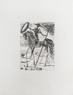 Salvador Dali (After) - Don Quixote: Artist: Salvador Dali (After) Title: Don Quixote Dimensions: 10.25in. by 13in. Edition: From the rare limited edition Medium: Original etching on paper Condition:</
