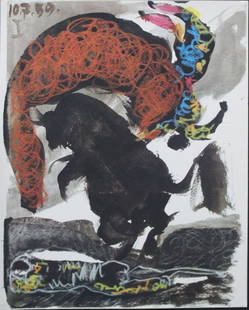 Pablo Picasso (After) - Untitled (10.7.59 I): Artist: Pablo Picasso (After) Title: Untitled (10.7.59 I) Year: 1961 Dimensions: 10.5in. by 14.5in. Edition: From the rare limited edition Suite: Toros y Toreros M