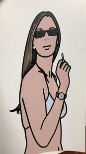 Julian Opie - Ruth Smoking 3: Artist: Julian Opie Title: Ruth Smoking 3 Year: 2005 Dimensions: 15.5in. by 11.5in. Edition: From the limited edition of 250 Publisher: Alan Cristea Gallery