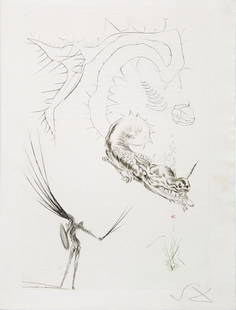 Salvador Dali - Tristan and the Dragon: Artist: Salvador Dali Title: Tristan and the Dragon Year: 1969 Dimensions: 12 3/4 x 17 5/8 in. Edition: From the limited edition of 115 Suite: Tristan and Isold