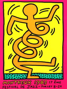 Keith Haring - Montreaux Jazz Festival: Artist: Keith Haring Title: Montreaux Jazz Festival Year: 1983 Dimensions: 39.4in. by 27.6in. Edition: From the rare limited edition Publisher: Montreux Jazz Fe