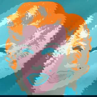 Andy Warhol After - Marilyn (Orange/Blue): Artist: Andy Warhol After Title: Marilyn (Orange/Blue) Dimensions: 35.3in. by 35.3in. Edition: From the "Sunday B. Morning" edition Publisher: Sunday B. Morning Med