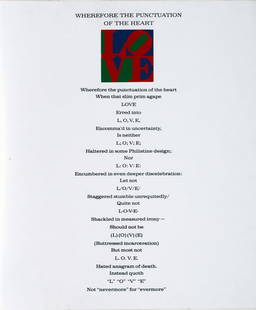Robert Indiana - Wherefore the Punctuation of the Heart: Artist: Robert Indiana Title: Wherefore the Punctuation of the Heart Year: 1996 Dimensions: 24in. by 20in. Edition: From the rare limited edition Publisher: Ame