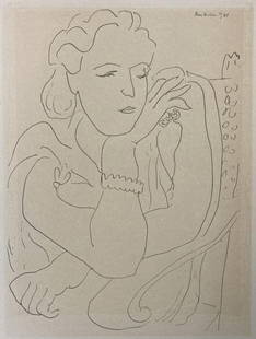 Henri Matisse (After) - Portrait 26: Artist: Henri Matisse (After) Title: Portrait 26 Year: 1954 Dimensions: 7 1/2`in. by 9 7/16in. Edition: From the rare limited edition Publisher: Andre Sauret Ed