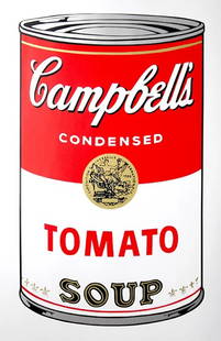 Andy Warhol After - Campbells Soup Can 11.46 (Tomato Soup): Artist: Andy Warhol After Title: Campbells Soup Can 11.46 (Tomato Soup) Dimensions: 35in. by 23in. Edition: From the "Sunday B. Morning" edition Medium: Screenprint on museum