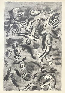 Marc Chagall - Plate 7 From Dessins Pour La Bible: Artist: Marc Chagall Title: Plate 7 From Dessins Pour La Bible Year: 1960 Dimensions: 14.25in. by 10.5in. Edition: From the rare limited edition Publisher: Edit