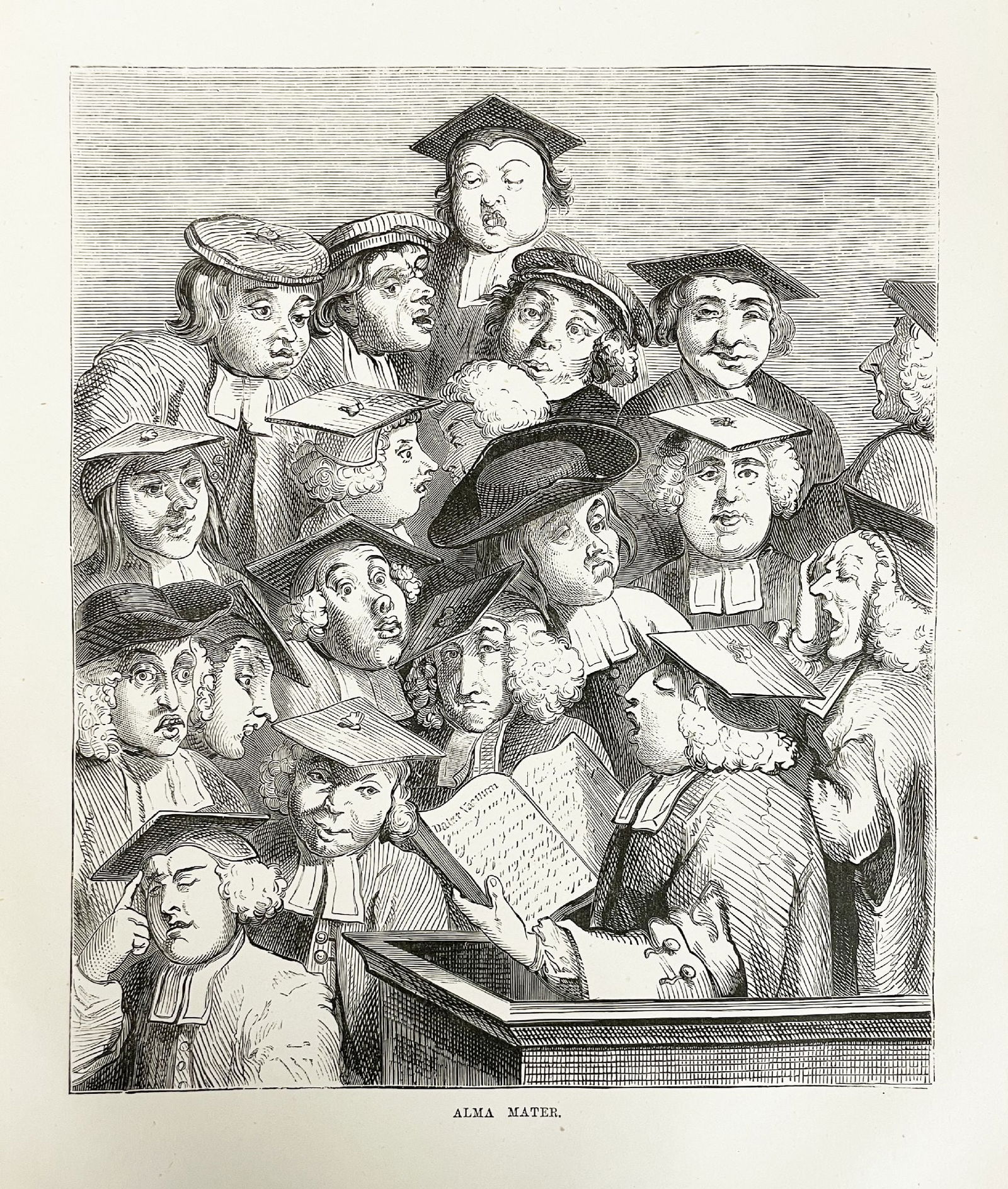 William Hogarth - Alma Mater: Artist: William Hogarth Title: Alma Mater Year: 1874 Dimensions: 12 3/4 x 9 3/4 in. Edition: From the rare limited edition Medium: Offset Lithograph on Paper