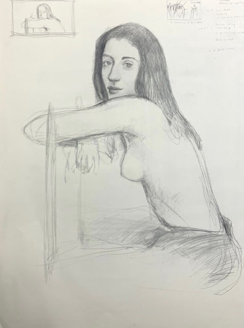 Bo Bartlett - Untitled Figure Study XIX: Artist: Bo Bartlett Title: Untitled Figure Study XIX Year: 2003 Dimensions: 18in. by 24in. Edition: original work Medium: Original Drawing on Paper C