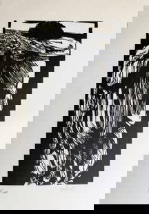 Leonard Baskin - Untitled Woodblock from ""Othello"" 1973: Artist: Leonard Baskin Title: Untitled Woodblock from ""Othello"" 1973 Year: 1973 Dimensions: 12 1/2 x 19 1/2 in. Edition: From the limited edition of 200 Medium:</