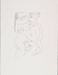 Pablo Picasso (After)- Untitled (8.10.64.XVI): Artist: Pablo Picasso (After) Title: Untitled (8.10.64.XVI) Year: 1970 Dimensions: 13in. by 10in. Edition: From the rare limited edition Publisher: Harry N. Abr