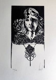 Leonard Baskin - Untitled Woodblock from ""Othello"" 1973: Artist: Leonard Baskin Title: Untitled Woodblock from ""Othello"" 1973 Year: 1973 Dimensions: 12 1/2 x 19 1/2 in. Edition: From the limited edition of 200 Medium:</