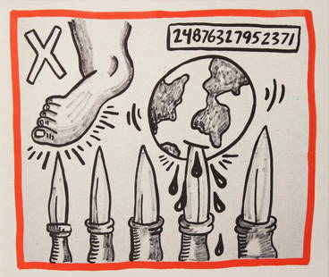 Keith Haring - Untitled: Artist: Keith Haring Title: Untitled Year: 1990 Dimensions: 8.75in. by 10.25in. Edition: From the rare limited edition of 500 Publisher: Bebert Publishing House Su