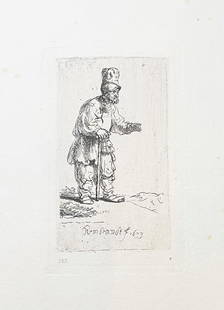 Rembrandt van Rijn (After) - A Jew with High Cap: Artist: Rembrandt van Rijn (After) Title: A Jew with High Cap Year: c. 1880 Dimensions: 7in. by 9.5in. Edition: From the rare limited edition Publisher: A. Quan