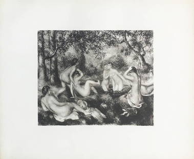 Pierre-Auguste Renoir - Baigneuses dans la Foret: Artist: Pierre-Auguste Renoir Title: Baigneuses dans la Foret Dimensions: 10 3/4in. by 15in. Edition: From the rare limited edition Medium: Original heliogravure on paper