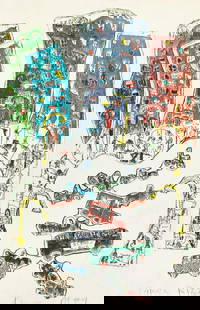 James Rizzi - Cityscape II: Artist: James Rizzi Title: Cityscape II Year: 1975 Dimensions: 10in. by 12 7/8in. Edition: From the Rare Limited Edition Medium: Photocopy on Paper C