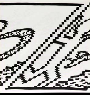 Keith Haring - Untitled (Man with Snake Arm): Artist: Keith Haring Title: Untitled from "Tony Shafrazi" portfolio Year: 1982 Dimensions: 9in. by 9in. Edition: From the limited edition of 2000 Publisher: Tony Shafrazi G