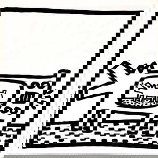 Keith Haring - Untitled (TV Dog): Artist: Keith Haring Title: Untitled (TV Dog) Year: 1982 Dimensions: 9in. by 9in. Edition: From the limited edition of 2000 Publisher: Tony Shafrazi Gallery New York