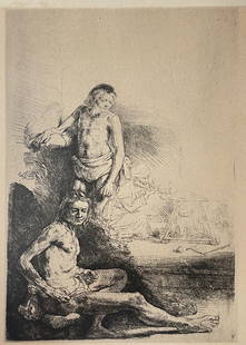 Rembrandt van Rijn (after) - A Young Man Seated and Standing c1880: Artist: Rembrandt van Rijn (after) Title: A Young Man Seated and Standing Year: 1888 Dimensions: 5in. by 7 3/4in. Edition: From the rare limited edition Suite: