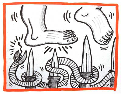 Keith Haring - Untitled: Artist: Keith Haring Title: Untitled Year: 1990 Dimensions: 8.75in. by 10.25in. Edition: From the rare limited edition of 500 Publisher: Bebert Publishing House Su