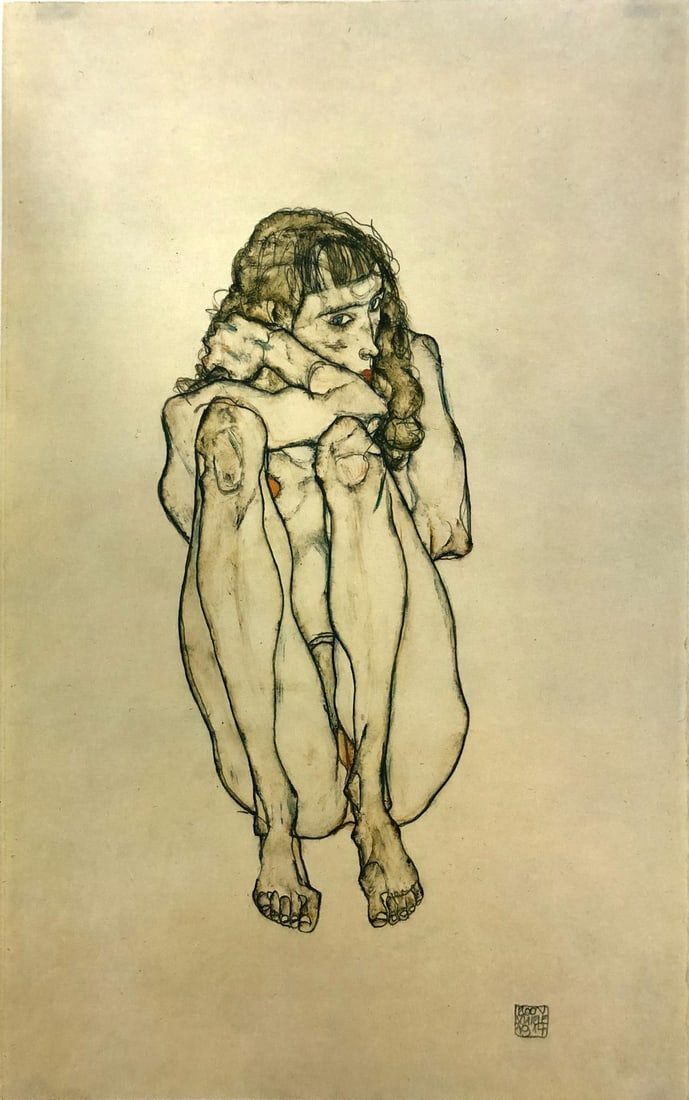 Egon Schiele (After) - Naked sitting: Artist: Egon Schiele (After) Title: Naked sitting Year: 1982 Dimensions: 16 1/4in. by 12 1/8in. Publisher: Mazzotta 1982 Suite: Erotic Drawings Mediu