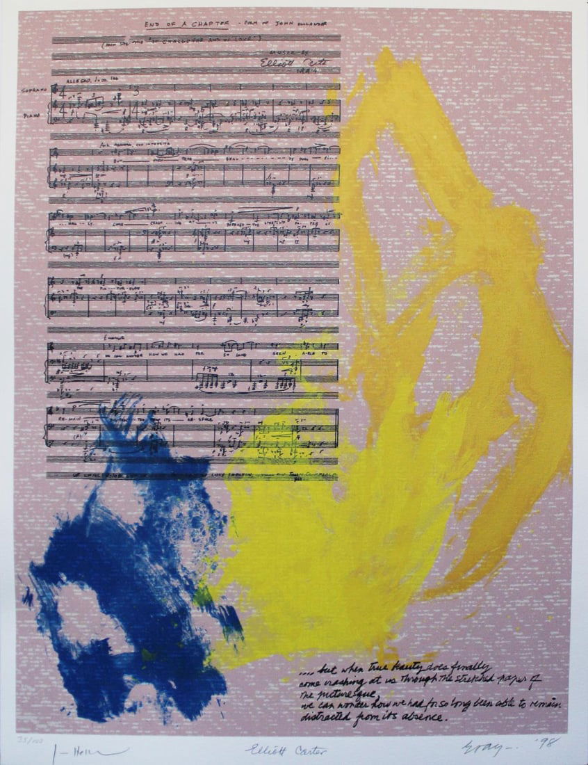 Cleve Gray - Elliott Carter: Artist: Cleve Gray Title: Elliott Carter Year: 1998 Dimensions: 18in. by 24in. Edition: From the Rare Limited Edition of 100 Medium: Lithograph in Colors on Pap