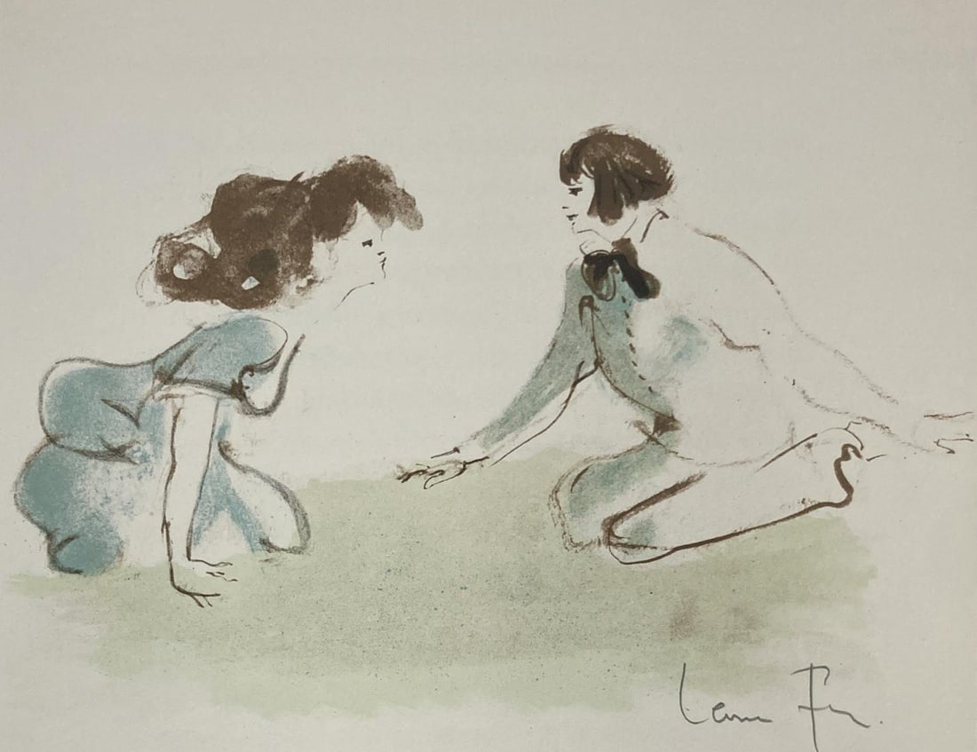 Leonor Fini - La Fanfarlo 1 Kneeling Couple: Artist: Leonor Fini Title: La Fanfarlo 1 Kneeling Couple Year: 1968 Dimensions: 8.5in. by 11.25in. Edition: Fromn the rare limited edition Suite: La Fanfarlo