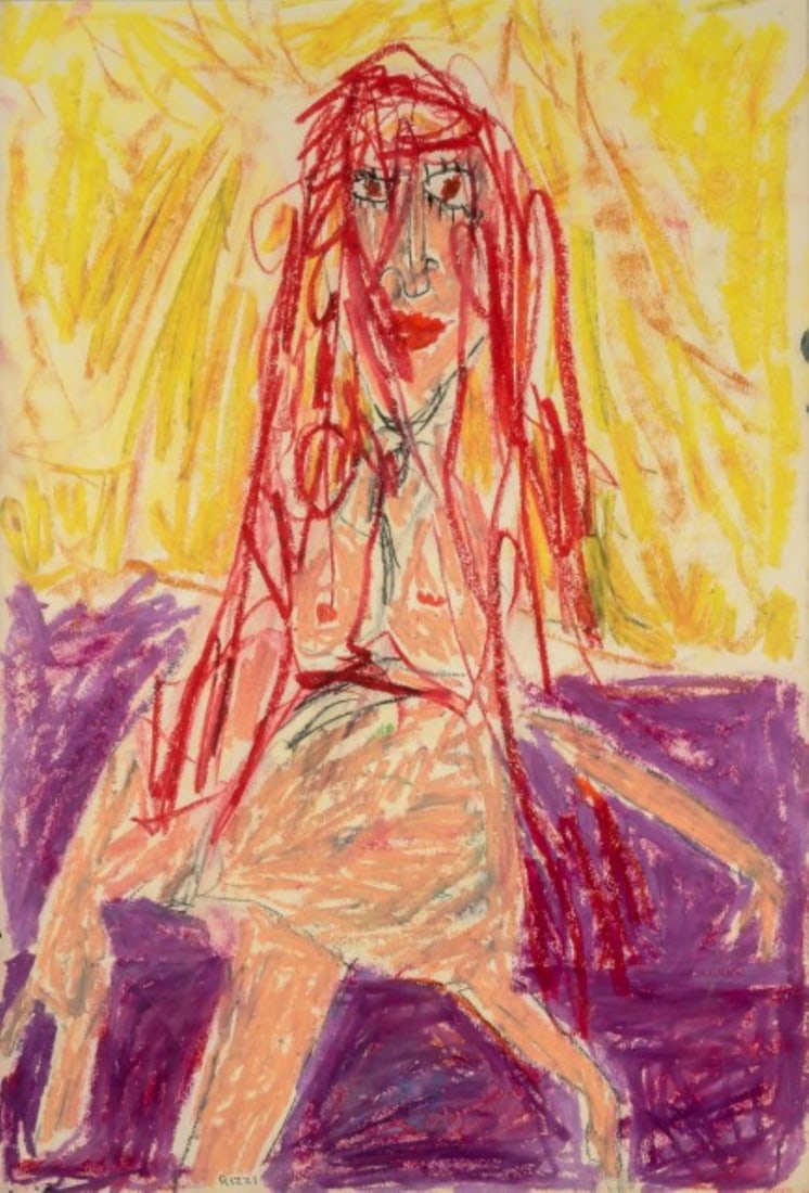 James Rizzi - The Redhead: Artist: James Rizzi Title: The Redhead Dimensions: 17 1/2in. by 12in. Edition: Unique One of a Kind Artwork Medium: Pastel on Paper Condition: Excellent