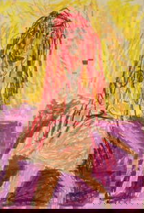 James Rizzi - The Redhead: Artist: James Rizzi Title: The Redhead Dimensions: 17 1/2in. by 12in. Edition: Unique One of a Kind Artwork Medium: Pastel on Paper Condition: Excellent
