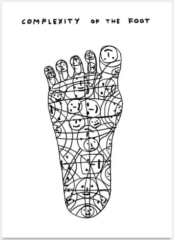 David Shrigley - Untitled (Complexity of the Foot): Artist: David Shrigley Title: Untitled (Complexity of the Foot) Year: 2020 Dimensions: 19.7in. by 27.6in. Edition: From the Rare Limited Edition of 350 Publisher:</