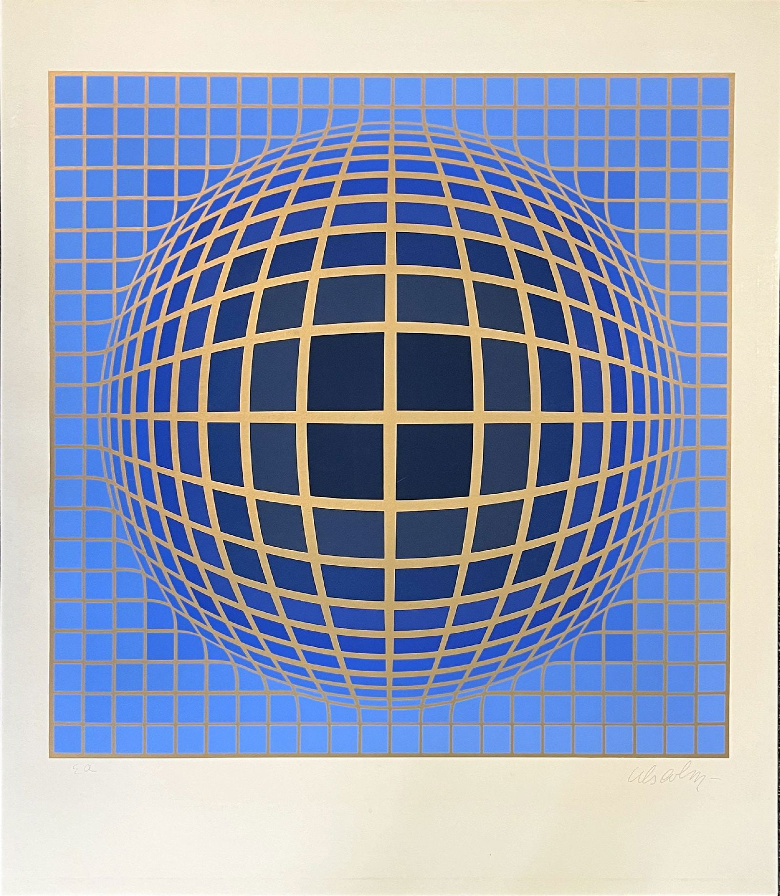 Victor Vasarely - Bomb-b: Artist: Victor Vasarely Title: Bomb-b Year: 1974 Dimensions: 29 1/2 x 26 1/2 in. Edition: From the rare Artist's proof edition Medium: Original serigraph