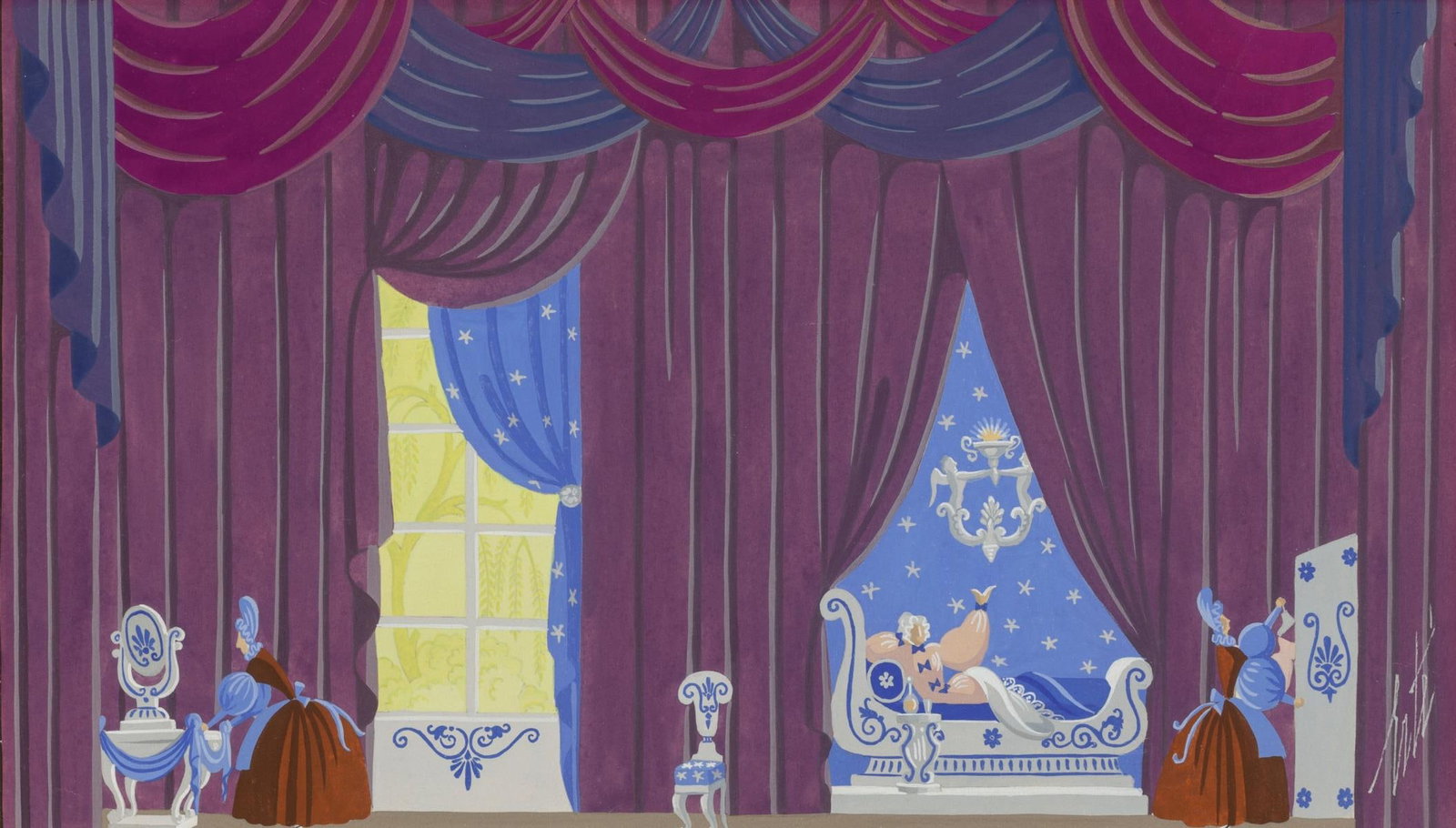 Erte - Untitled Original Gouache: Artist: Erte Title: Untitled Original Gouache Dimensions: 7in. by 12in. Edition: A rare unique one of a kind work of art Medium: Original gouache on paper Condition: Excell