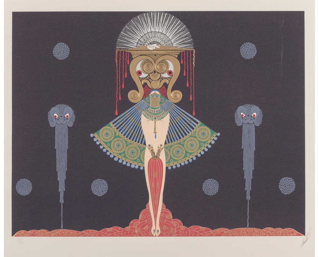 Erte - Salome: Artist: Erte Title: Salome Year: 1981 Dimensions: 21in. by 26 3/4in. Edition: Numbered From the rare edition of 300 Medium: Serigraph in colors on wove paper