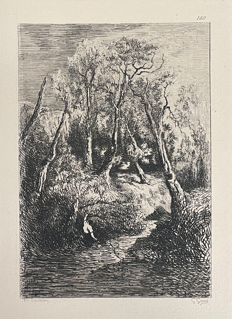 Theodore Rousseau - Bouleaux Sur Le Chemin De Bellecroix: Artist: Theodore Rousseau Title: Bouleaux Sur Le Chemin De Bellecroix Year: 1873 Dimensions: 11 3/4in. by 8in. Edition: From the rare limited edition Medium: Or