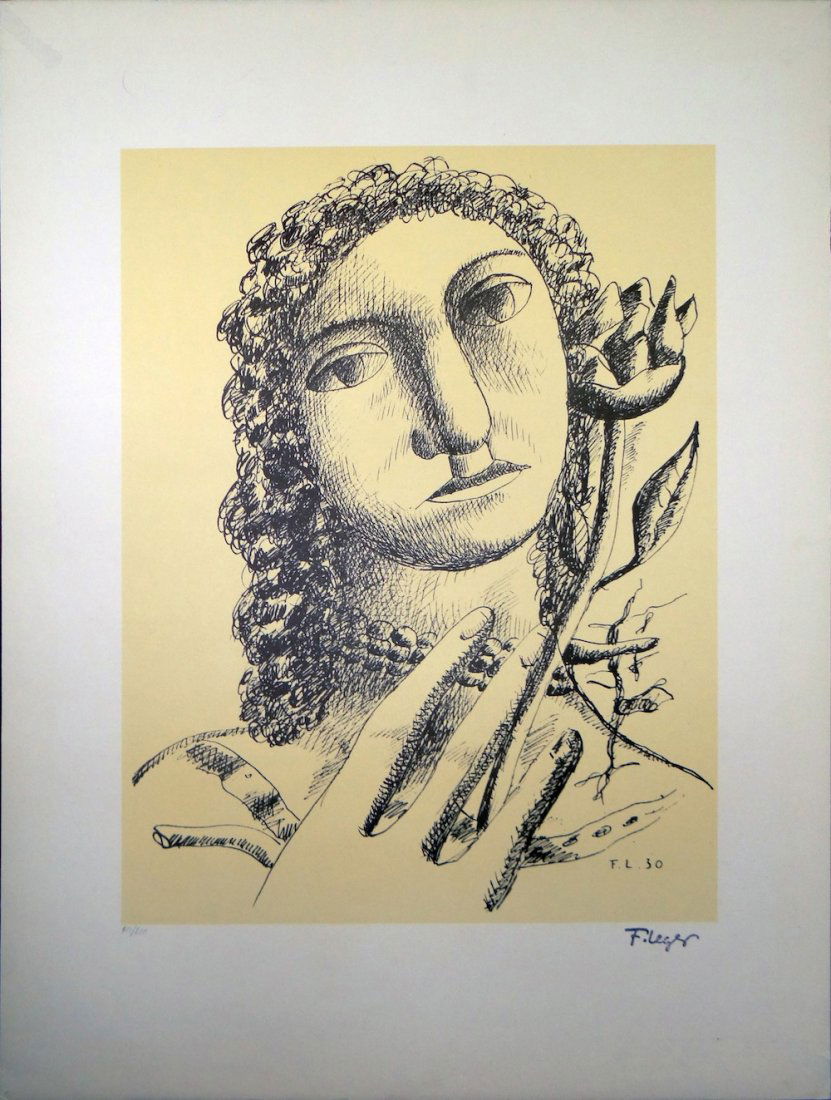 Fernand Leger "Jeune Fille a la Fleur": Artist: Fernand Leger Title: Jeune Fille a la Fleur Medium: Lithograph Size: 28" x 18" Edition: 140 from the limited edition of 200. Signature: Signed in the plate and stam