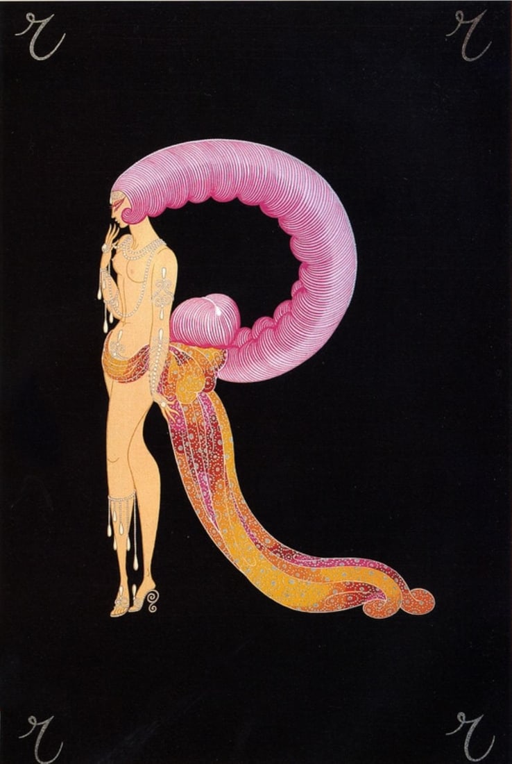 Erte - The Letter R: Artist: Erte Title: The Letter R Year: 1976 Dimensions: 19in. by 13 1/2in. Weight: 0 Edition: From the Rare Limited Edition 350 Publisher: Circle