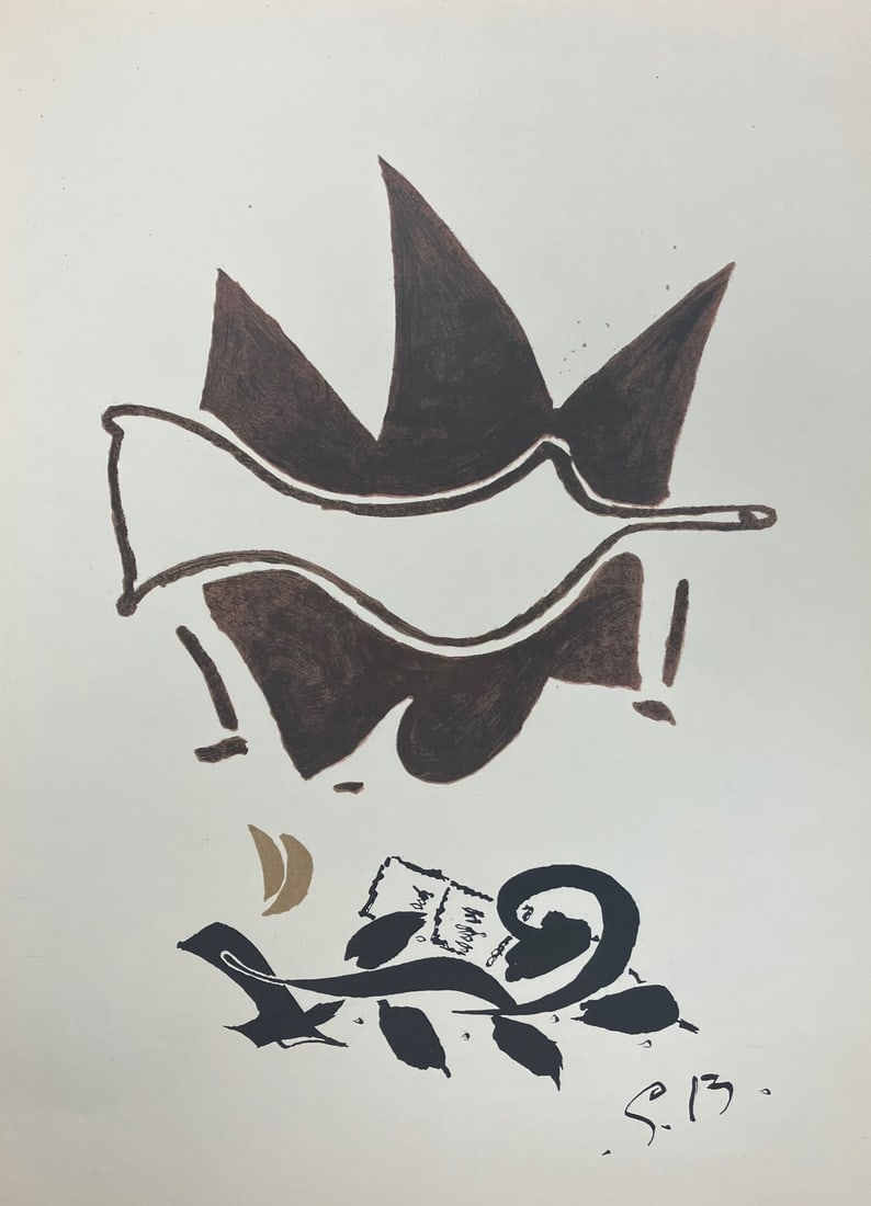 Georges Braque - White Dove: Artist: Georges Braque Title: White Dove Year: 1956 Dimensions: 11in. by 15in. Edition: From the Rare Limited Edition Publisher: Maeght Paris Suite:<
