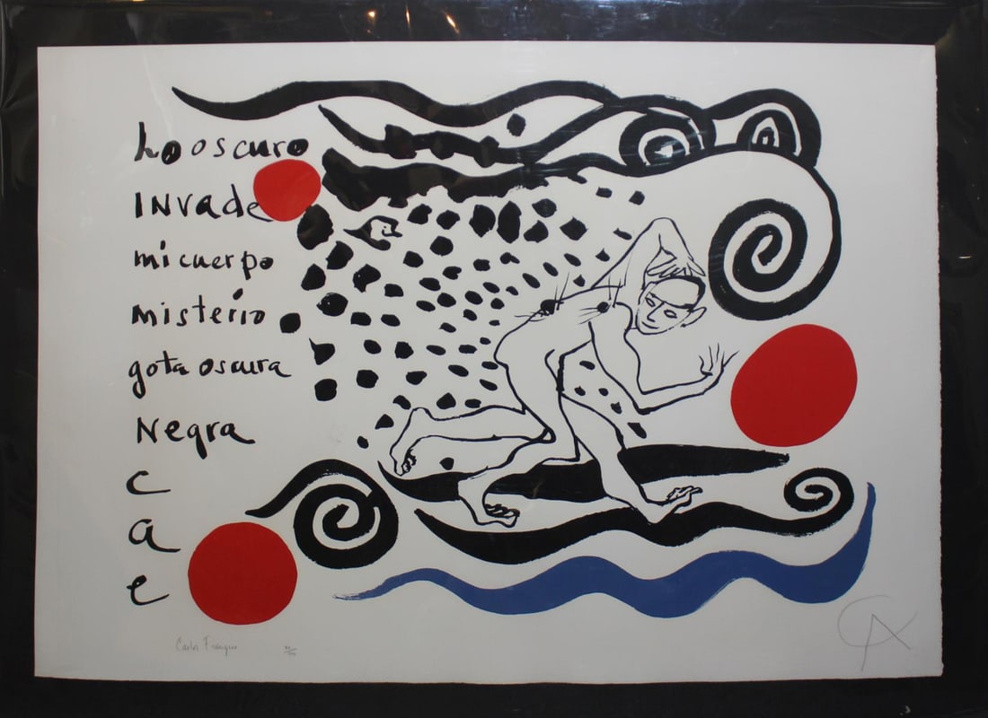 Alexander Calder - Lo oscuro invade: Artist: Alexander Calder Title: Lo oscuro invade Year: 1973 Dimensions: 28.25in. by 41.5in. Edition: From the rare limited editon of 500 Medium: Original lithog