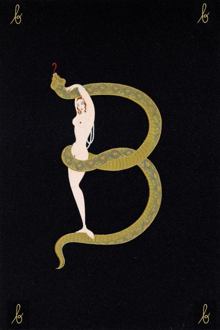 Erte - The Letter B: Artist: Erte Title: The Letter B Year: 1976 Dimensions: 19in. by 13 1/2in. Weight: 0 Edition: From the Rare Limited Edition 350 Publisher: Circle
