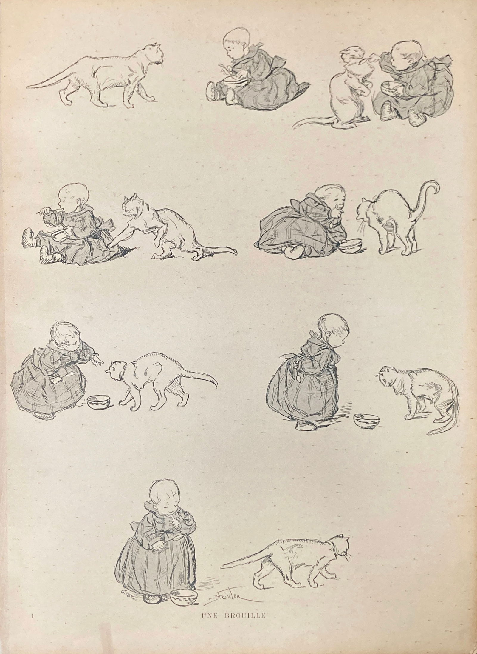 Theophile Alexandre Steinlen - Une Brouille: Artist: Theophile Alexandre Steinlen Title: Une Brouille Year: 1898 Dimensions: 12.5in. by 9.5in. Edition: From the rare limited edition Publisher: Ernest Flamm