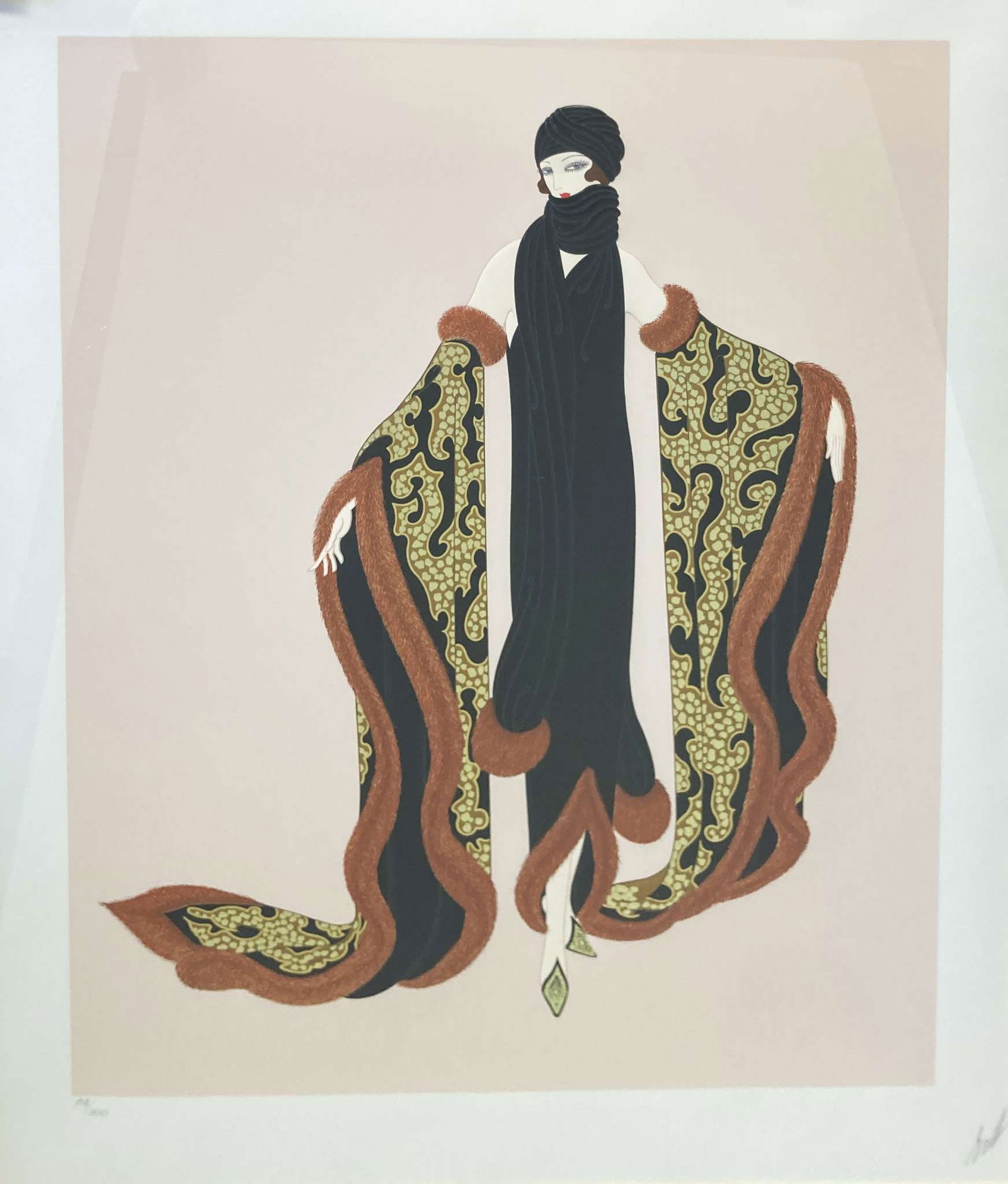 Erte - Fox Fur: Artist: Erte Title: Fox Fur Dimensions: 33 x 26 in. Edition: From the rare limited edition of 300 Medium: Original Embossed Serigraph in Colors Condition: Excel