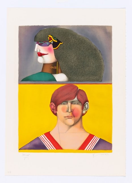 Richard Lindner - Front and Profile: Artist: Richard Lindner Title: Front and Profile Year: 1975 Dimensions: 28 1/4in. by 20 3/8in. Edition: Numbered from the Rare Limited Edition of 125 Publisher: