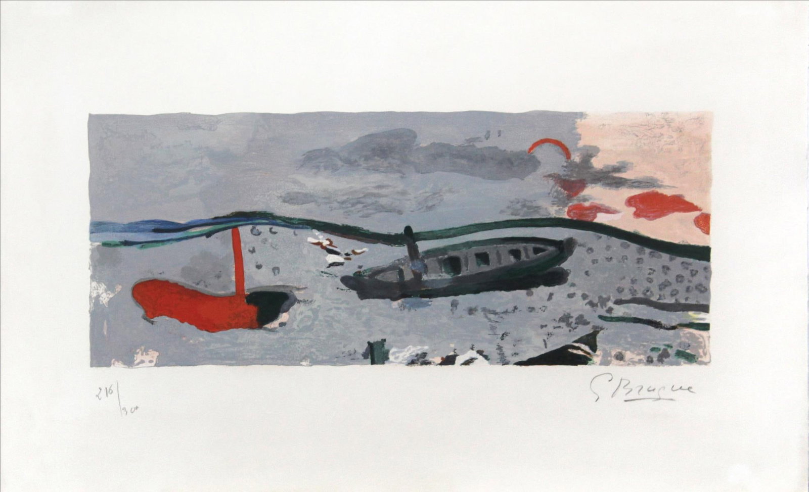 Georges Braque - Bord De Mer: Artist: Georges Braque Title: Bord De Mer Year: 1960 Dimensions: 18 1/4in. by 29 3/4in. Edition: From the rare limited edition of 300 Publisher: Paris Maeght</