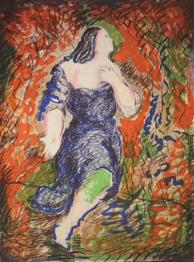 Sandro Chia - II Trovatore: Artist: Sandro Chia Title: II Trovatore Year: 1983 Dimensions: 30 x 22 in. Edition: 138 From the rare limited editin of 250 Lithograph Condition: Excellent<