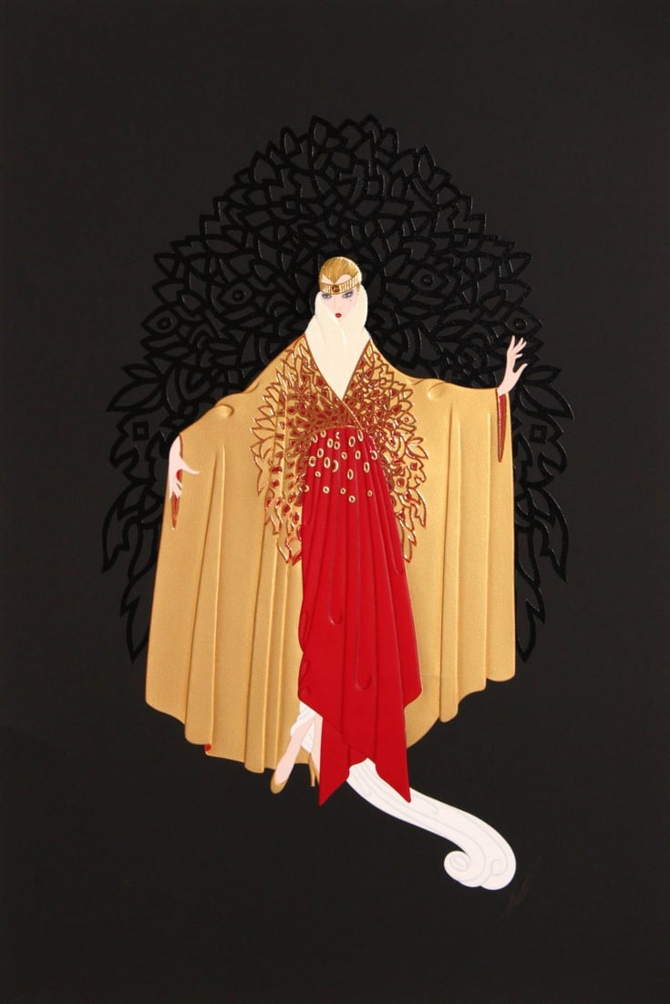 Erte - Place de l'Opera: Artist: Erte Title: Place de l'Opera Year: 1987 Dimensions: 41 3/4in. by 28 1/4in. Edition: From the limited edition of 300 Medium: Serigraph with metallic embo