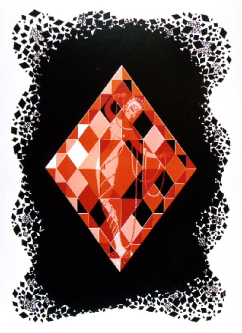 Erte - Diamond: Artist: Erte Title: Diamond Year: 1974 Dimensions: 25 3/4in. by 19 3/4in. Edition: From the Rare Limited Edition of 90 Suite: Aces Medium: Serigr