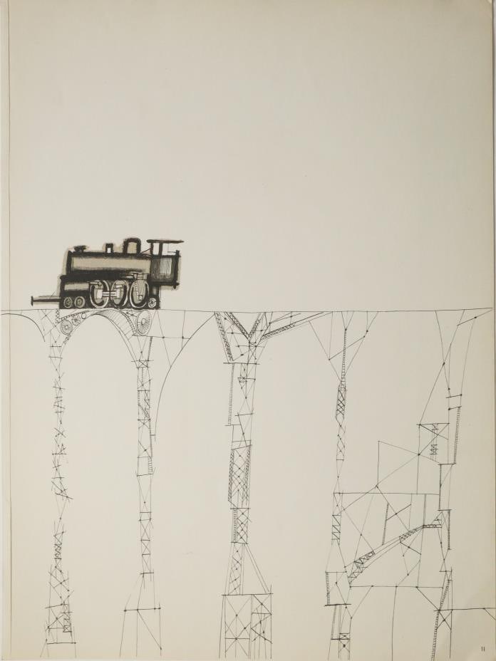 Saul Steinberg - Untitled Train Illustration (1 of 1)