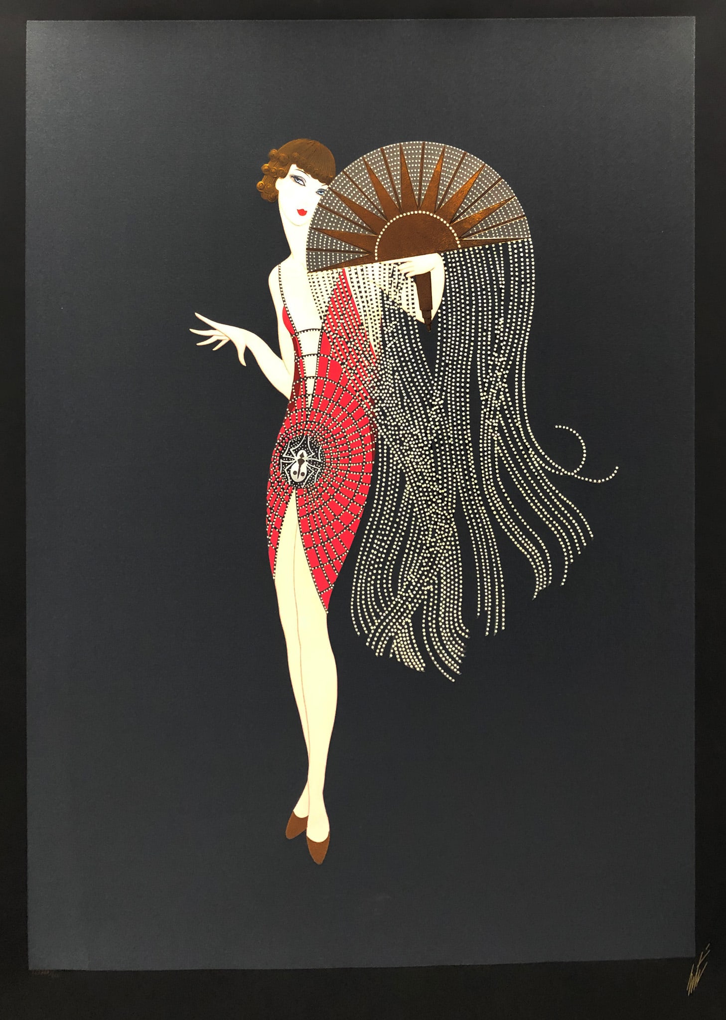 Erte - Flapper 1990: Artist: Erte Title: Flapper 1990 Year: 1990 Dimensions: 37 7/8 x 24 1/2 in. Edition: From rare limited edition Medium: Screenprint in colors Conditio